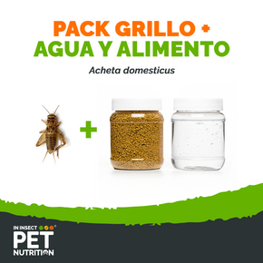 Pack grillos vivos + alimento + agua para Reptiles, Aves y Mascotas Exóticas