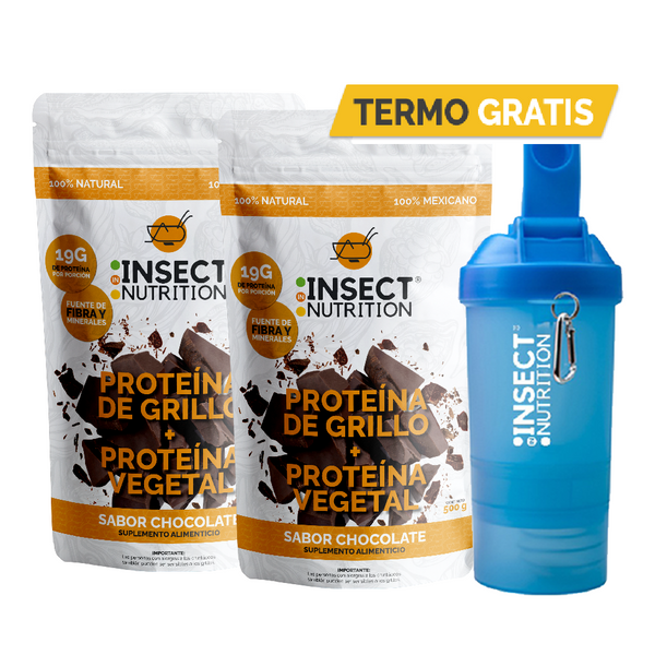2 Proteínas de Chocolate IN INSECT NUTRITION de 500 gr + TERMO GRATIS